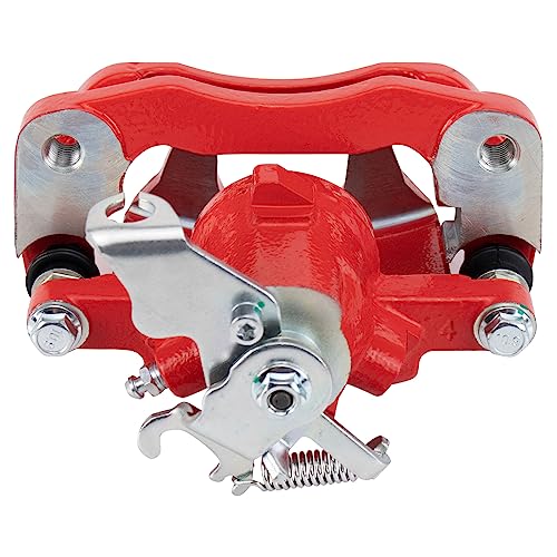 Image of TRQ Rear Left Brake Caliper Red with Mounting Bracket Performance Driver