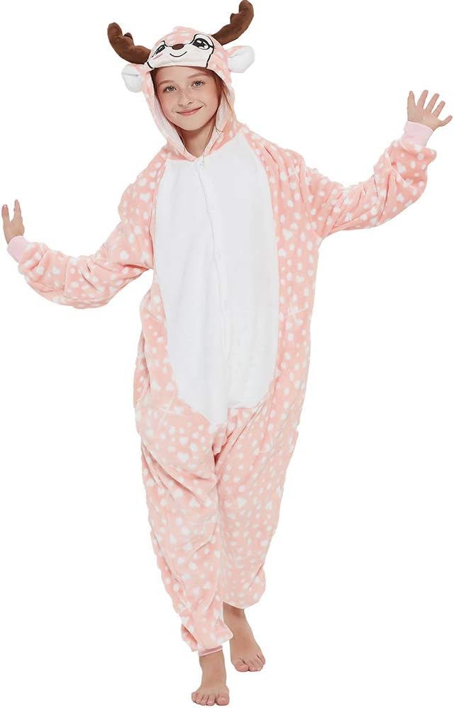 Funny Kids Deer Onesie Pajamas Reindeer Costume Girls Boys Halloween Christmas Party Cosplay - Image 2