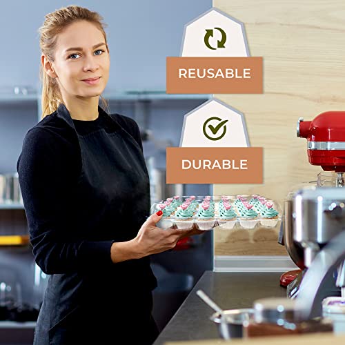 24 Compartment Mini Cupcake Containers, Set Of 5 Disposable Plastic High Dome Lid Cupcake Boxes For Transporting Small Cupcakes With Tall Icing #TOP4