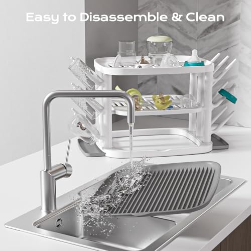 Image of Baby Bottle Drying Rack,3-Tier Large Capacity Countertop Organizer with 360 Ventilation, Removable Drip Tray, Non-Slip Base - Easy to Clean Bottle Holder for Baby Accessories
