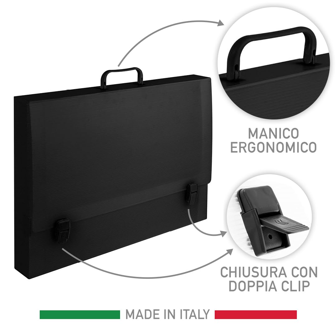 Pryma Valigetta Tecnica Nera Porta Disegni Documenti 56x36x6 cm