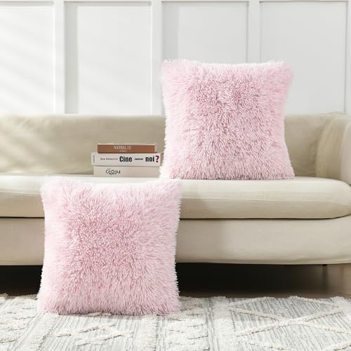 Image of Faux Fur Throw Pillow Covers for Couch Decorative Pillows 20x20 Inch