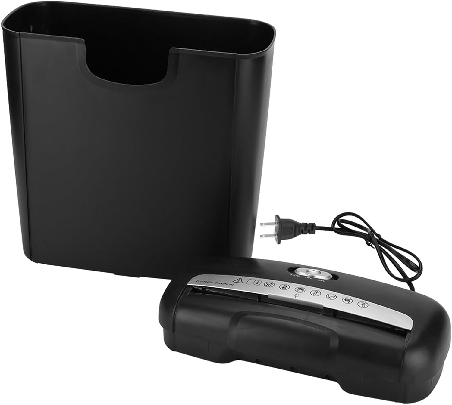 6-Sheet Strip Cut Paper, Office Shredders for Home Micro-Cut Commercial Paper Machine Portable Credit Card with 2.6 Gallons/10L Wastebasket, Black