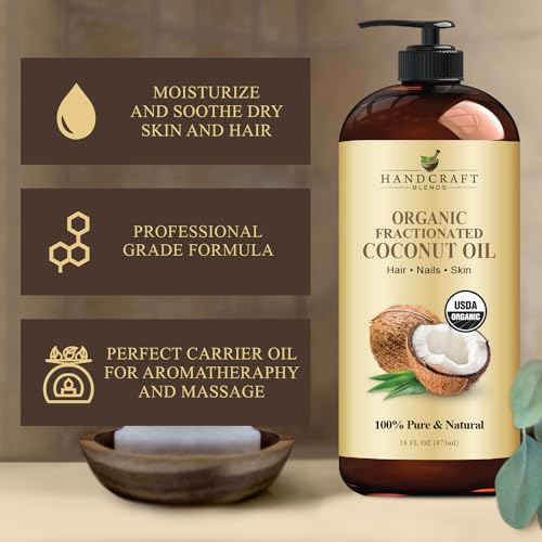 Handcraft Blends Organic Fractionated Coconut Oil - 16 Fl Oz - 100% Pure and Natural - Premium Grade Carrier Oil for Skin and Hair - Hair and Body - Massage - Thumbnail 6
