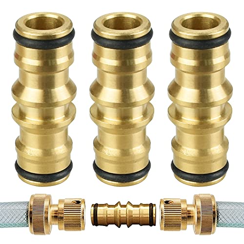LAISHUNHE 3 PCS Connecteur Tuyau Arrosage Laiton Raccords de Tuyau de Jardin avec Joints Adaptateur Robinet Tuyau Arrosage Antirouille Connecteurs de Robinet de Tuyau pour Irrigation Jardins(6*5*2cm)