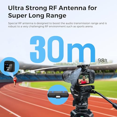 Image of CASON SX23 Wireless Mic for You Tube & Content Creators with 3 Level Ultra Noise-Cancelling Feature and Charging Case, Microphone for Vlogging with iPhone /Android Devices (2 Mic)