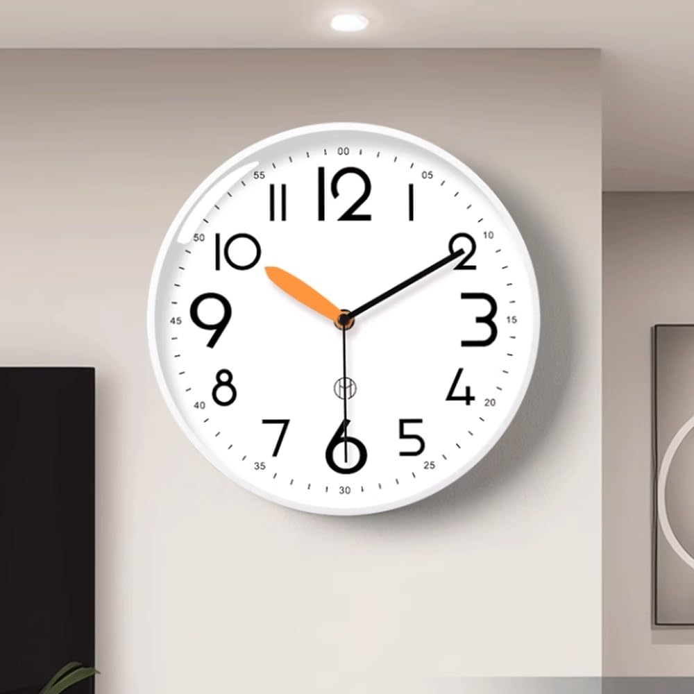 Tempo Orologio da parete semplice e silenzioso for il soggiorno di casa(Purple,Piccolo)