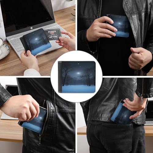 Slim Wallet Night Compact Bifold Wallet with Credit Card Holder Leather Coin Slot ID Window Unisex3