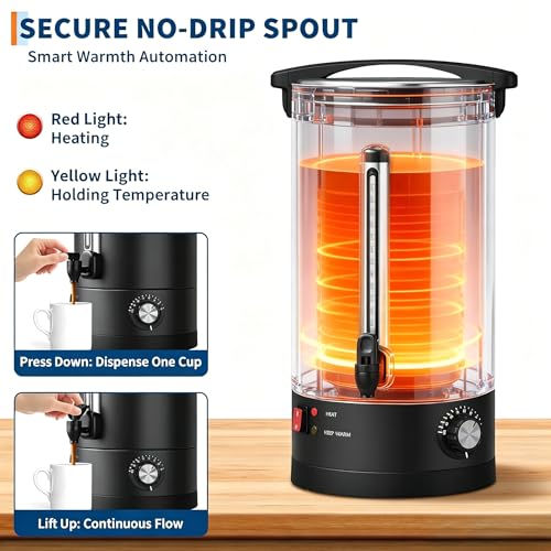 Image of 12 L /80 Cups Coffee Urn, Double-Wall Stainless Steel Commercial Coffee Maker, Large Percolator Pot Dispenser Hot Water Urn, Quick Brew, Stays Hot for Tea & Beverage at Events & Catering - Black