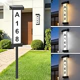 Lacasa Solar Address Sign, Dual-Sided Lighted House Numbers for Outside, Waterproof LED Illuminated Address Plaque with Stakes, 3 Color Modes, Wall Mounted or In Ground for Yard Home