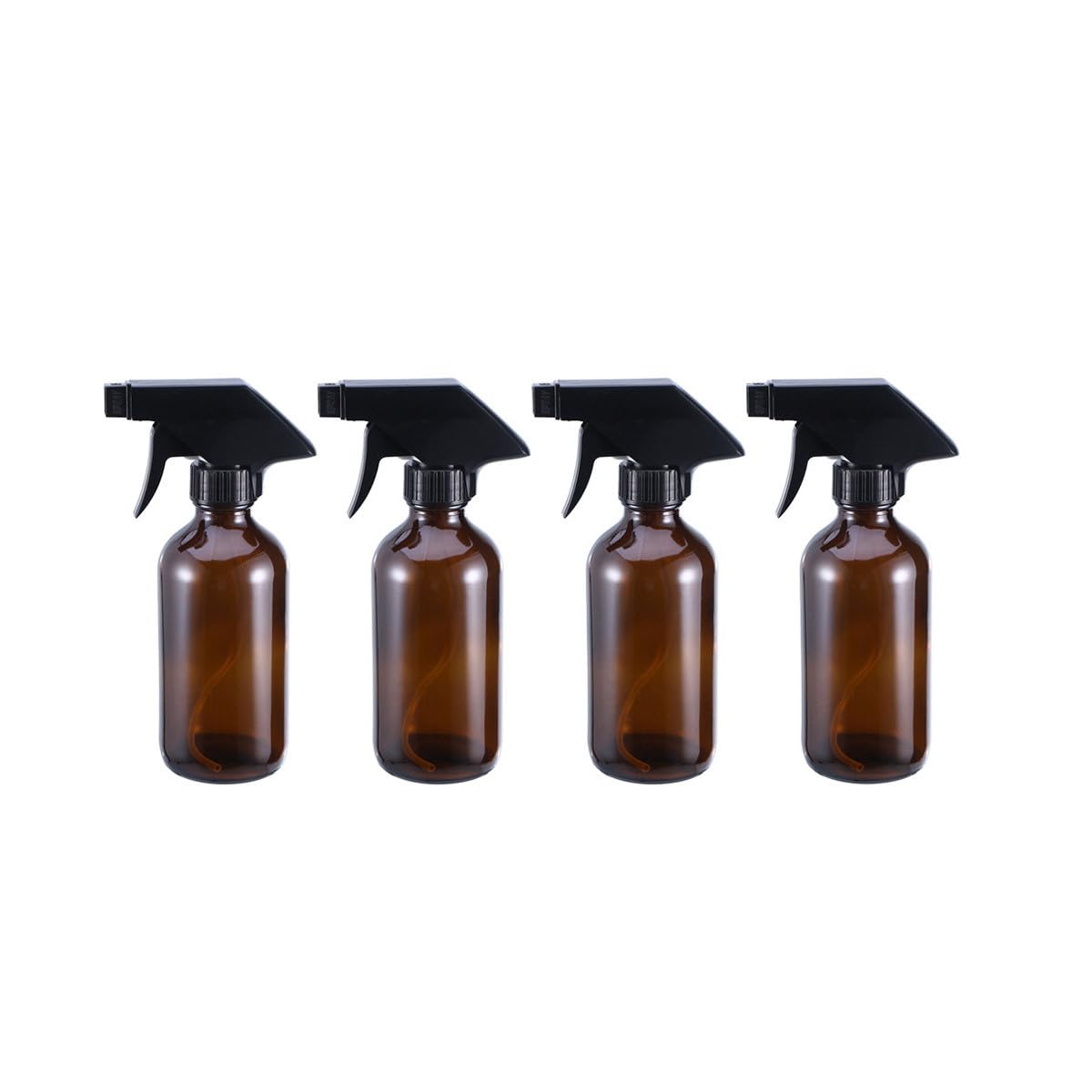 Mikikit Braune Glas Sprühflaschen Nachfüllbare Wassersprüher aus Glas und Pp 250 Ml 4 Stück Praktische Sprühflaschen für Reinigung und Friseursalon