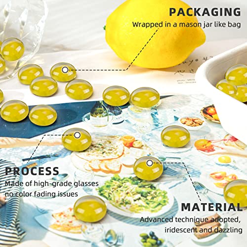 image for FUTUREPLUSX 1LB Yellow Glass Marbles, Flat Marbles Glass Beads Vase Fi