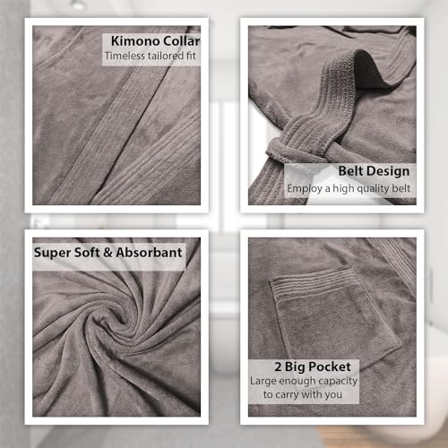 Image of Sassoon Venir Microfiber Bathrobe with Slippers for Men & Women, Unisex Luxury Bathrobe Towel, Spa Robe Combed (Pack of 1) - Sandstone Color