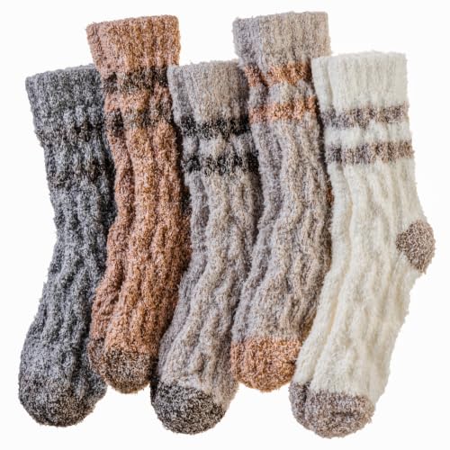 Image of Velice Womens Fuzzy Socks Soft Cozy Fluffy Slipper Winter Thick Warm Plush Sleeping Christmas Socks