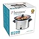 Bestron Slowcooker für 4 Personen, Schongarer mit Keramikpfanne & Glasdeckel, 3 Stufen-Thermostat, ideal für viele Gerichte wie Fleisch, Suppen & Gemüse, 3.5 Liter, Farbe: Silber