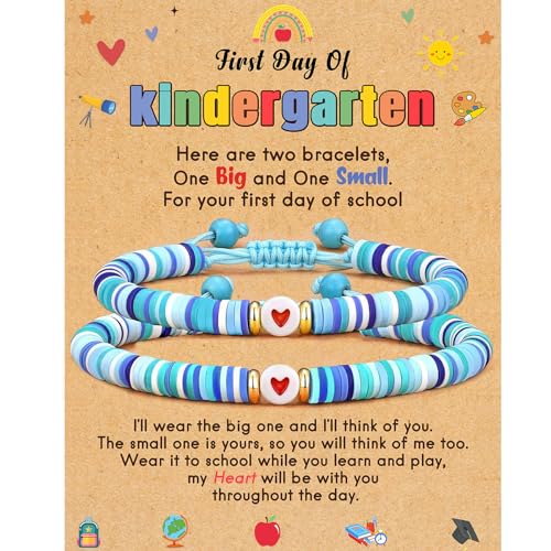 Image of First Day of Kindergarten Bracelet, Back to School Gifts Bracelet for Kids - Mommy and Me Bracelets, Back To School Supplies Adjustable Bracelets for Mom Daughter Son Girls Boys