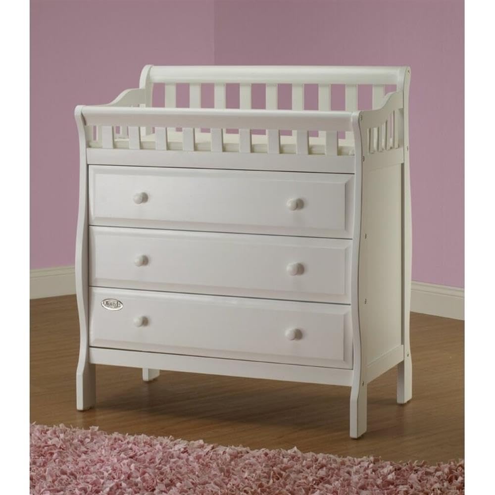 Pemberly Row Modern New Zealand Pine Solid Wood Changing Tables in White