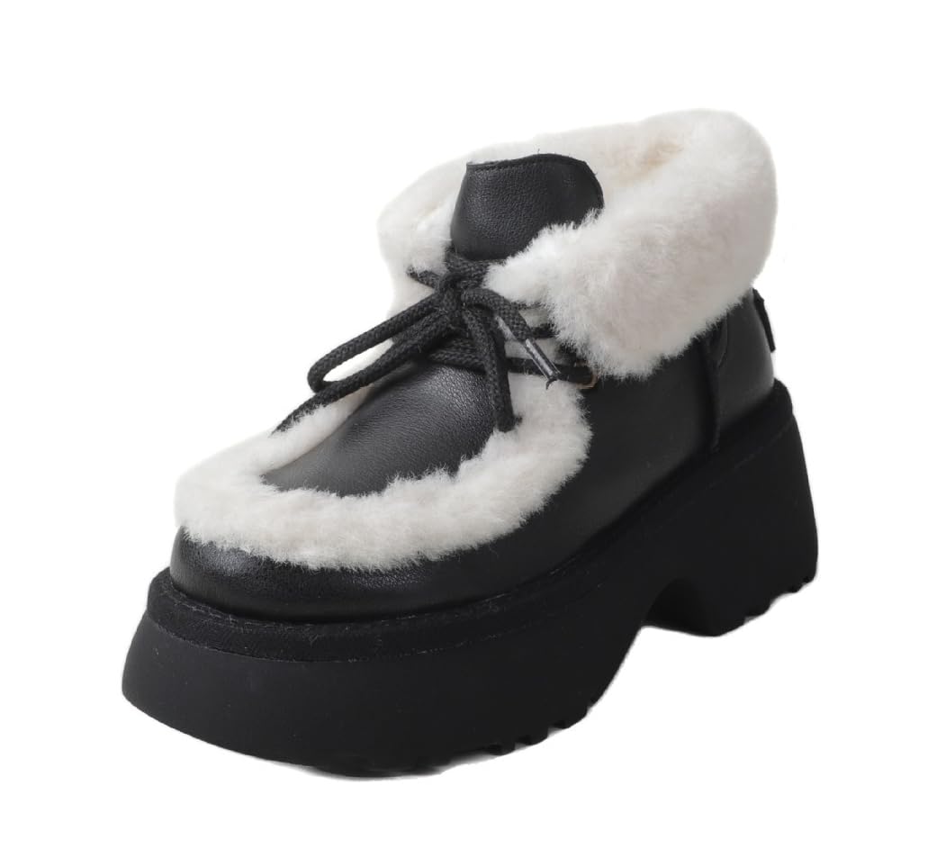 Womens thick sole 2025 winter suede slope heel enhancement warm pile snow boots