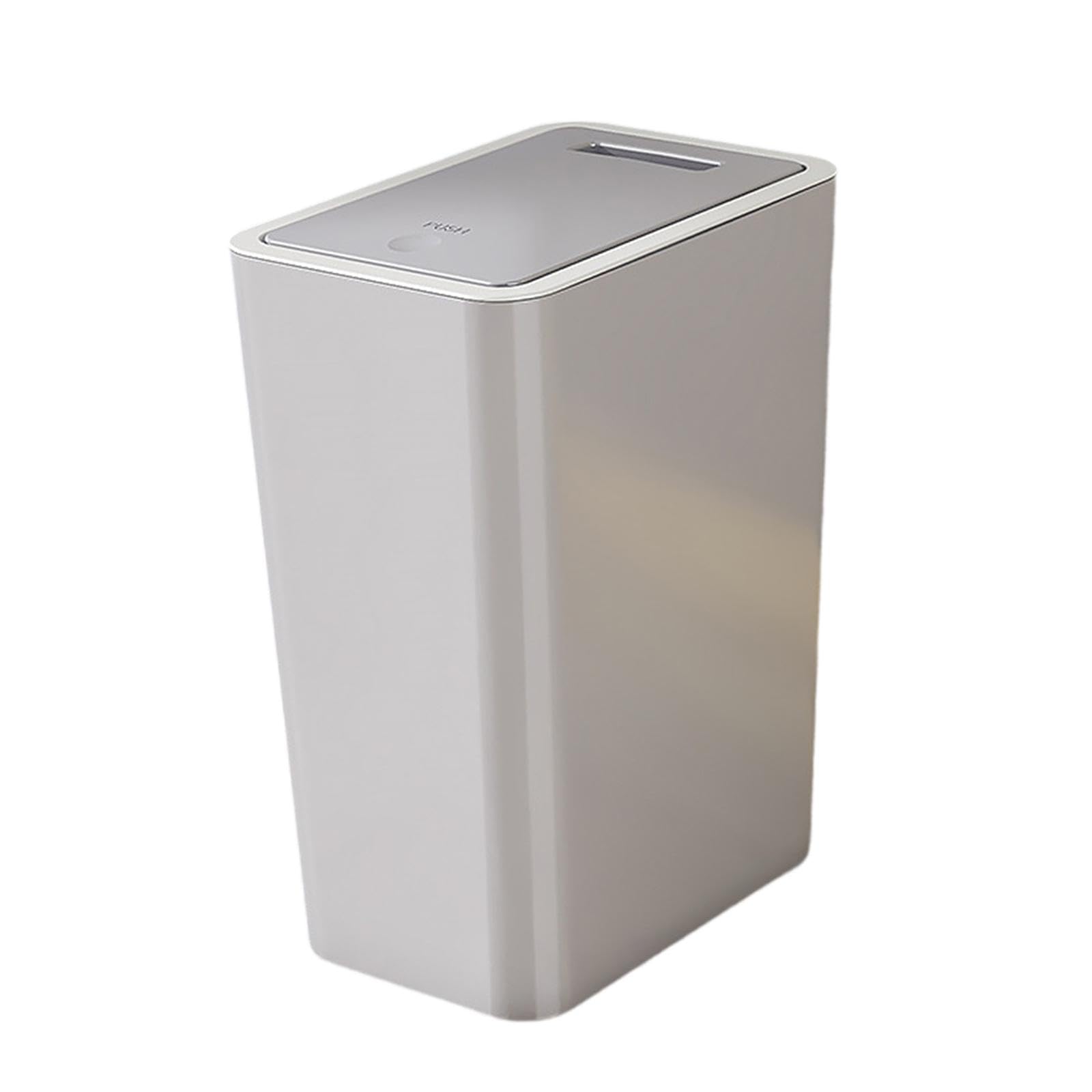 JISADER Garbage Container Bin Slim Garbage Can Rectangular Dustbin Press Type Wastebasket for Home Entryway Garage Craft Room Toilet, Gray 10L