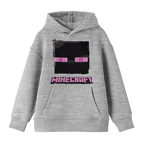 Minecraft Enderman Face Long Sleeve Athletic Heather Youth Hooded Sweatshirt