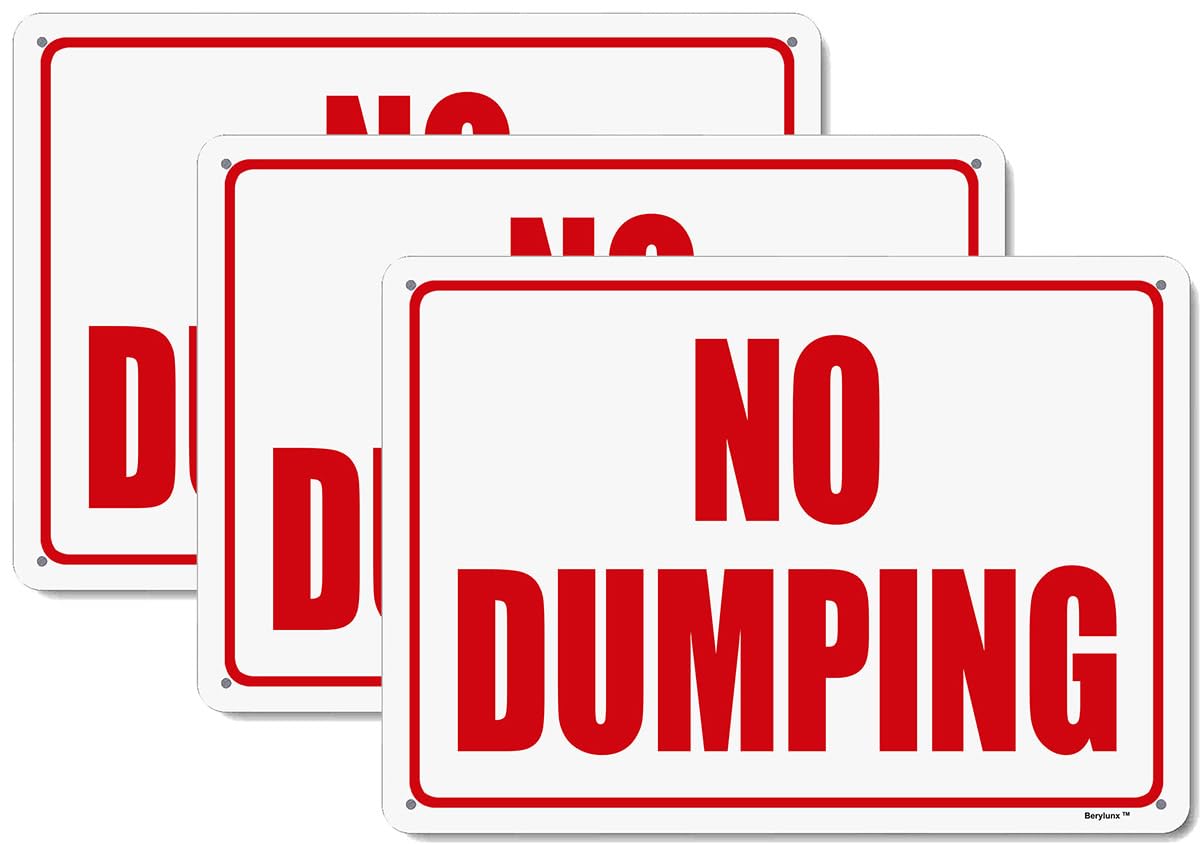 3 Pack 8"x12" No Dumping White Background Red Rust Free Aluminum, Fade Resistant Metal Signs for Business for Home for Door Outdoor