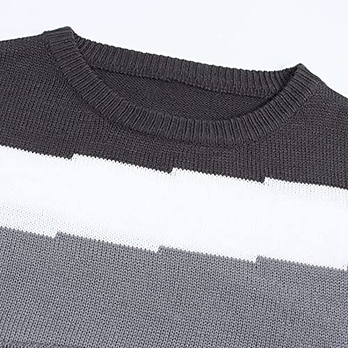 Vleermuismouwen schoudervrij lange mouwen gebreide trui dames elegant gestreept sweatshirt casual lange mouwen ronde hals gebreide trui dames trui trui winter jumper bovenstuk outwear - Image 5