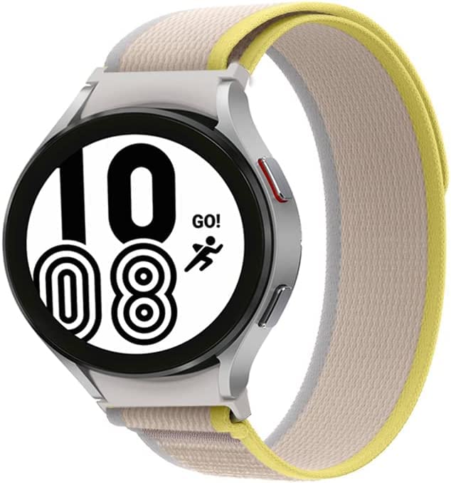 Image of FOLX FAB12 Trail Velcro Nylon Sports Bands Compatible with Samsung Galaxy Watch 4 Classic 46mm 42mm & Galaxy 5 44mm 40mm / Watch 5 Pro 45mm, Replacement Band for Galaxy Watch4 Series (Yellow & Beige)