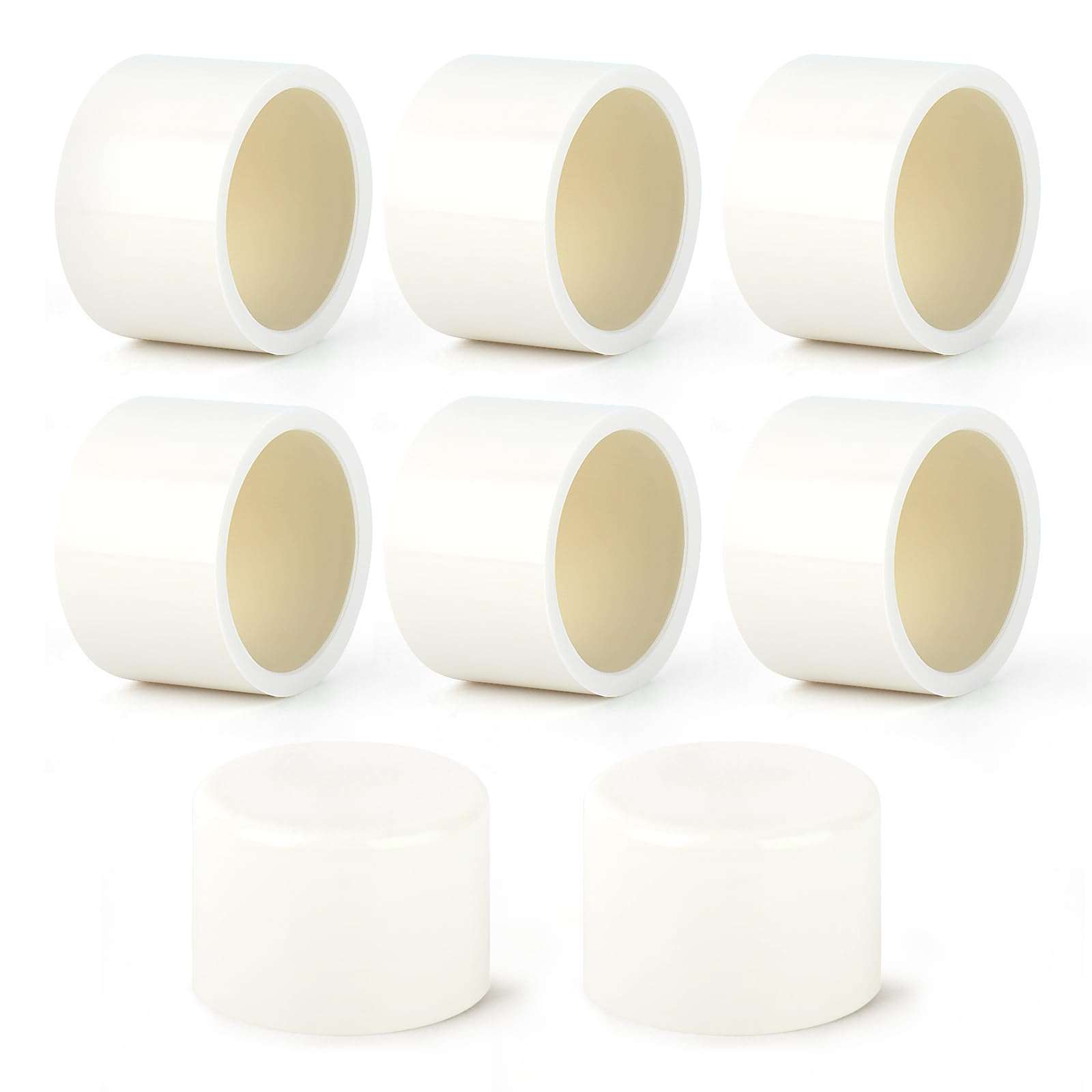 GASHER 8PCS PVC Pipe Fitting 2" PVC Pipe End Cap Plug Adapter, Furniture Grade Pipe Plug Socket Fittings, For Home or Industrial