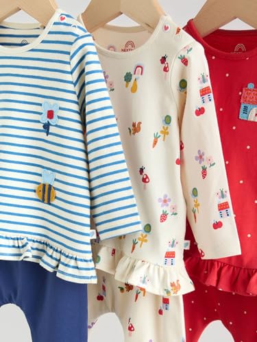 NEXT Baby Mädchen Standard 6-teiliges Set mit Langarmshirt und Leggings Red/Blue/Cream 62-68