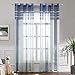 Produktbild MIULEE Voile Vorhang Transparente Gardine aus Voile mit Ösen Schlaufenschal Ösenschals Transparent Fensterschal Wohnzimmer Schlafzimmer 2er Set 140x175 cm Blau + Hellblau