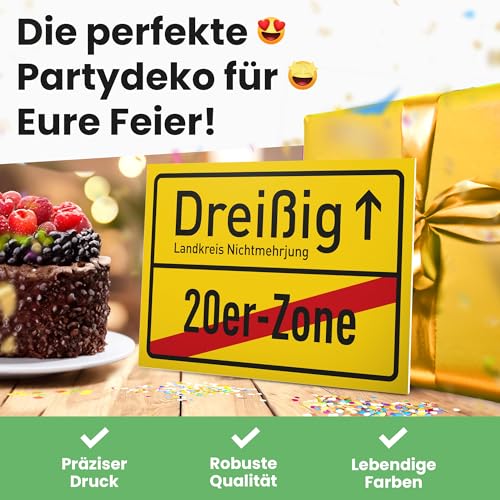 DankeDir! Dreißig 20er Zone - Schild 30 x 20 cm - Geburtstagsgeschenk 30. Geburtstag 30er Männer & Frauen 30 Jahre Geschenk - Geschenkidee Geburtstagsdeko Partydeko Geburtstagskarte