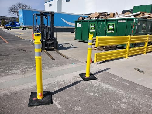Cortina EZ Grab Delineator 45" Post, 3" Hip Collars with 10 lb Base, 03-747YRBC, Yellow - Thumbnail 4
