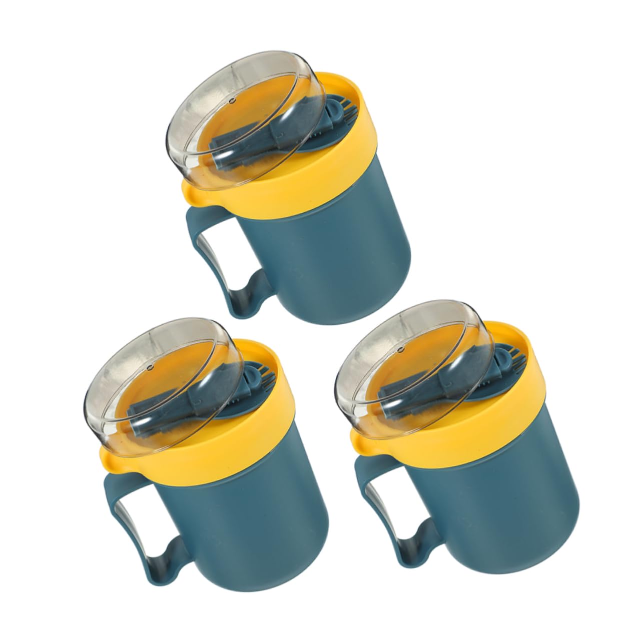 Ciotole da Zuppa con Coperchio e Cucchiaio, Contenitori per Alimenti Caldi da Viaggio, Tazze per Microonde 500ml, Set 3 Pezzi Colore Blu, Adatte per Zuppe, Cereali e Colazione