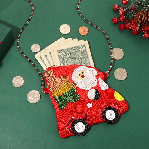 NVENF Christmas Purse Crossbody Bag for Women Beaded Christmas Tree Reindeer Boot Shoulder Bag Holiday Accessories Gifts4