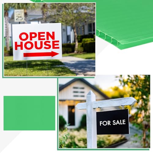 Image of M METERXITY 10-Pack Corrugated Plastic Sheets, 12 Inch x 18 Inch Waterproof Blank Corrugated Poster Board Yard Signs for Garage Sale /Office /Classroom /Party /Lawn Sign Road [3mm Thick, Green]