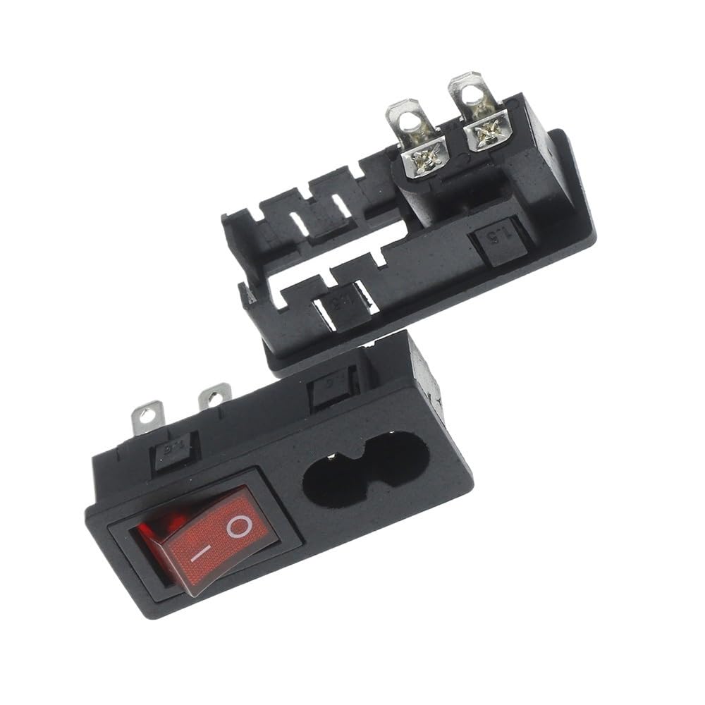 1PCS Pure Copper AC Power Socket Weldable Socket with Switch 2-Hole 3-Core AC Power Charging Port DB ower Socket(DB-03B)