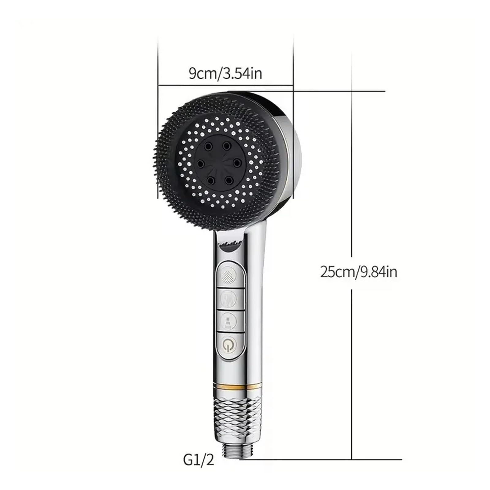 1 x 4-Modus-Handbrause mit Hochdruckfilter(1.5m Black Hose)