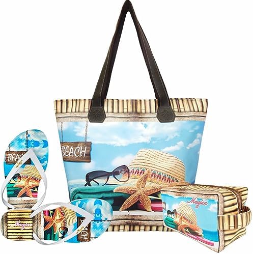 Kit Praia Feminino Chapéu e Estrela-do-Mar com Bolsa, Necessaire ...