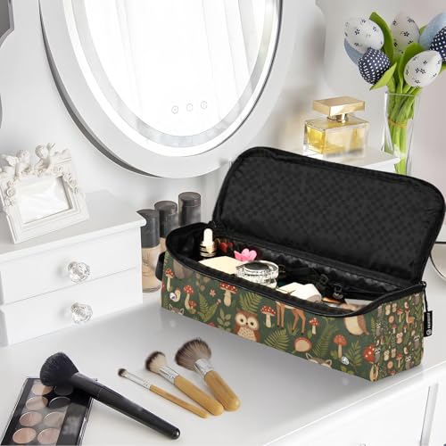 Organizador 2 en 1 para herramientas de cabello con base resistente al calor, estuche de viaje para planchas y rizadores, estampado Forestland Animal Mushroom miniatura 7
