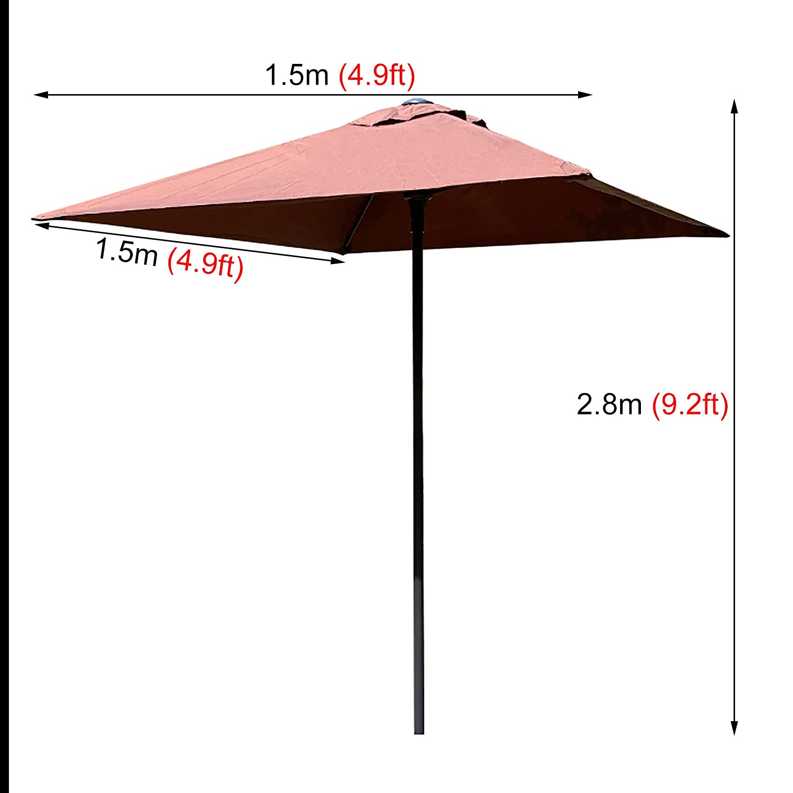 Ogród 1,5 m klosz kwadratowy parasol trawnik basen grill bar na zewnątrz patio zachodnia restauracja parasol z trwałymi metalowymi żebrami, a, A