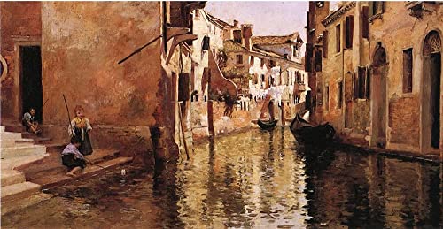 Tableau paysage le canal de Julius Leblanc Stewart pour un salon cosy