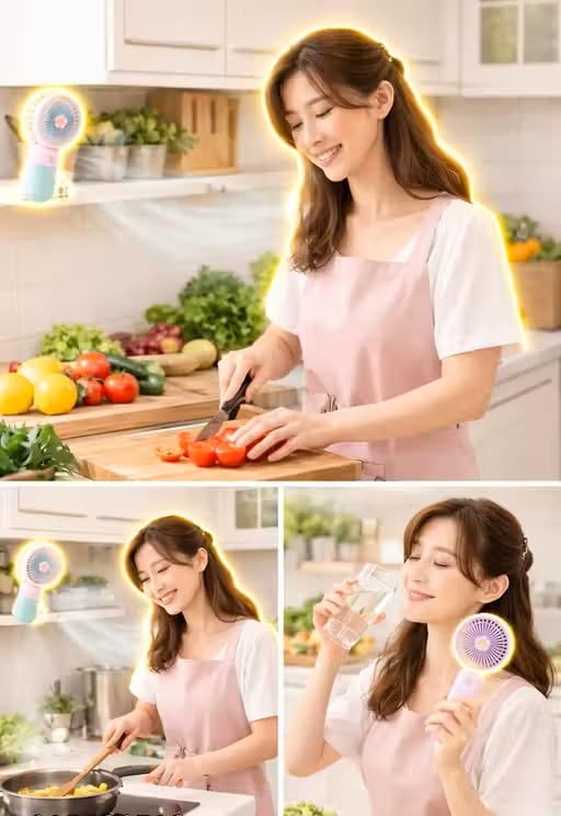 Image of Portable Rechargeable Mini Fan | 400mAh USB Handheld Small Fan with 3 Speed Modes | Silent Personal Pocket Cooling Fan for Travel, Office Desk, Makeup, Kitchen, and Kids (Multicolor)