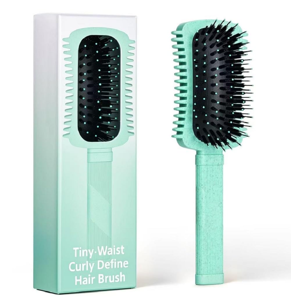 TOZKZO Hair Brush, Ergonomic Define Curls Brush for Reduced Hair Breakage and Damage for Wet and Dry Hair Combing - Green