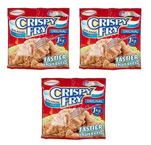 Three [3] Packs, Ajinomoto Crispy Fry Breading Mix (ORIGINAL) 62 g per pack. Coats 1 kg of Meat for Delicious Crisp Coating