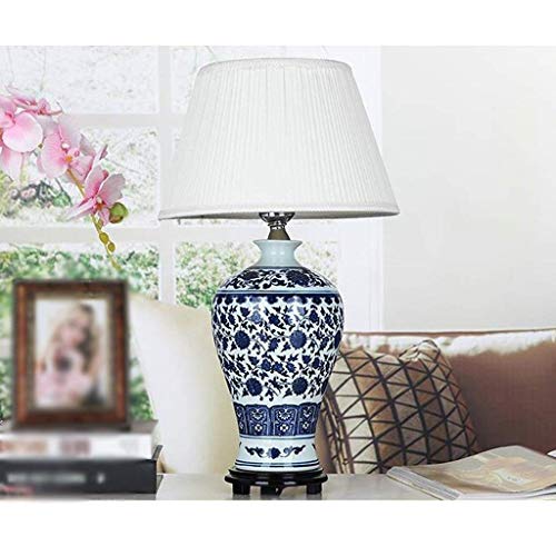 Lampe de table en céramique bleu et blanc style américain GZZ Gyy