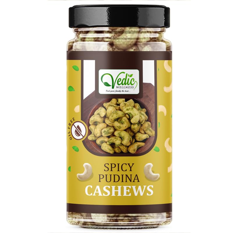 VEDIC WELLNESS 100% Pure & Natural Pudina Cashew Jar Pack | Dry Roasted & Salted Pudina Kaju | Healthy Tasty Cashew (500g) (B0CLRVST4P) Amazon Price History, Amazon Price Tracker