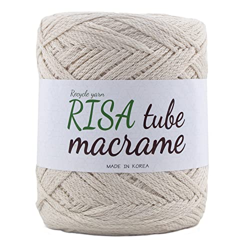 Risa Tube マクラメ 綿 手編糸 コットン 2mm x 320m, 250g