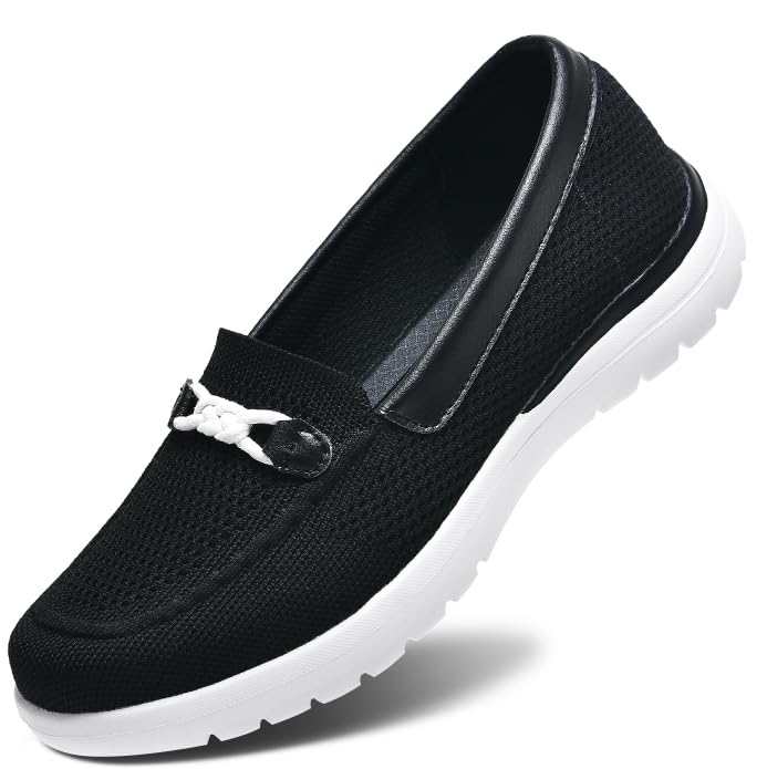 Buyrew Loafers for Women Comfort Slip On Walking Shoes Knit Dressy Comfortable Business Casual Work Flats