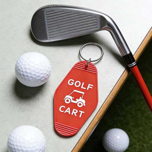 Image of 2pcs Golf Cart Keychain Plastic Retro Motel Golf Cart Key Chain for Women Men
