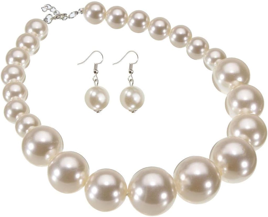 Jerollin Crystal Rhinestone/Pearl Statement Chain Necklace, Vintage Choker Bib Pendant Necklace Bohemian Bling Tassel Collar Statement Necklace for Evening Party
